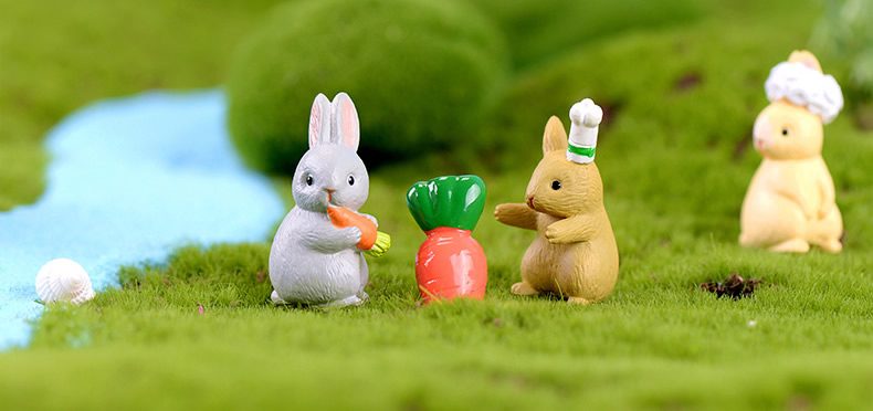 Mini Fairy Garden Animals Cartoon Resin Rabbit Dolls Pot Bonsai Micro Landscape Miniature Garden Terrariums Fairy Garden Decoration Wholesale Fairy Garden Accessories Supplies Lovely Mini Rabbit Small Kids Toys